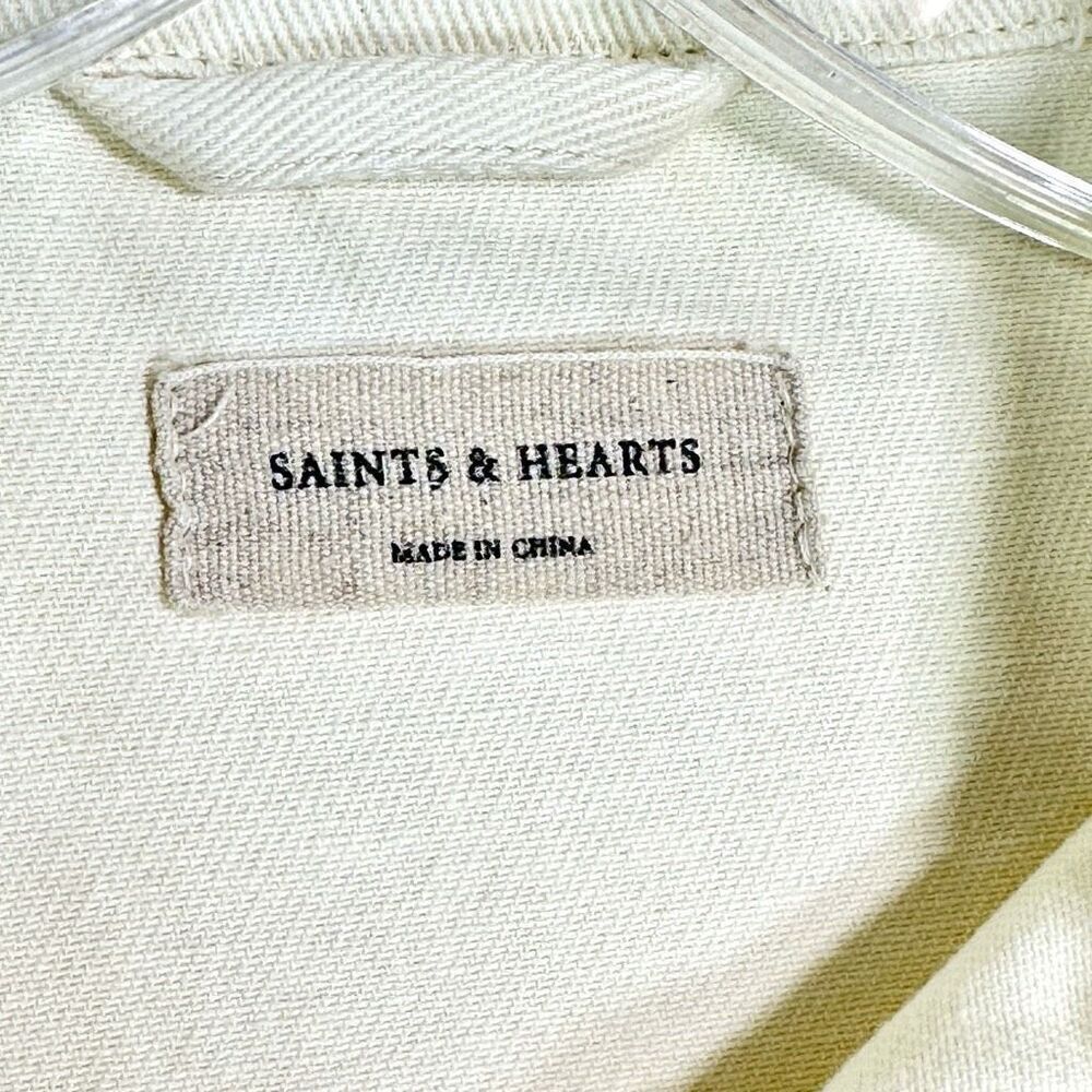 Saints & Hearts Fringe Shirt Jacket S Cowgirl Western Festival Pink Pony Club - Picture 9 of 16